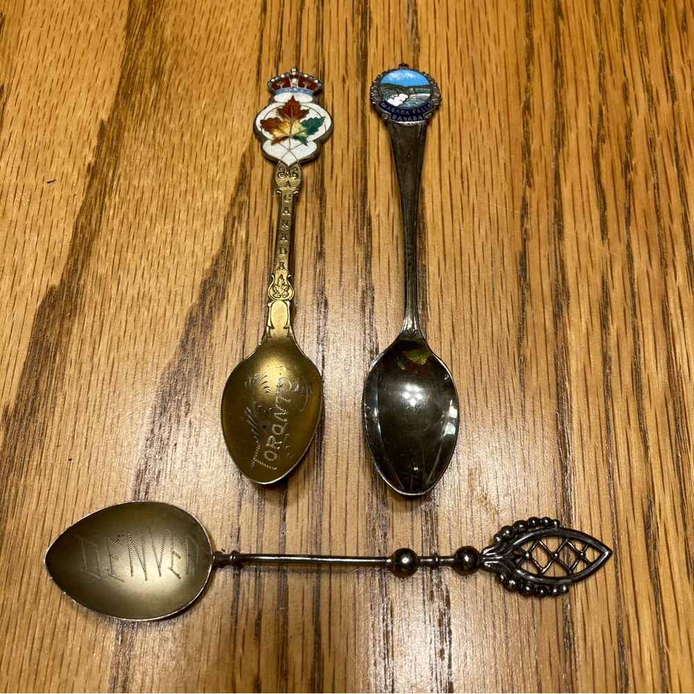 Souvenir Spoons ~ Denver, Toronto, Niagara Falls ~ Set of 3